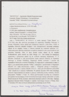 Działalność Krystyny Straczyckiej, ps. "Krystyna" w czasie II Wojny Światowej na wileńszczyźnie