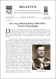 Biuletyn Koła Miłośników Dziejów Grudziądza 2020, Rok XVIII nr 40 (654) : Gen. bryg. Mikołaj Bołtuć (1893-1939) – bohater Niepodległej