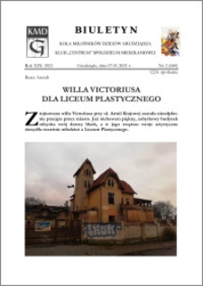 Biuletyn Koła Miłośników Dziejów Grudziądza 2021, Rok XIX nr 2 (680) : Willa Victoriusa dla Liceum Plastycznego