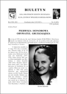 Biuletyn Koła Miłośników Dziejów Grudziądza 2021, Rok XIX nr 12 (690) : Pierwsza honorowa obywatel Grudziądza