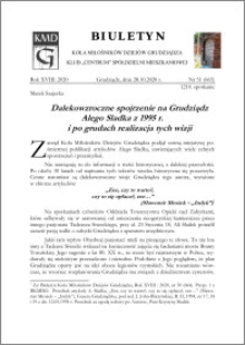 Biuletyn Koła Miłośników Dziejów Grudziądza 2020, Rok XVIII nr 51 (665) : Dalekowzroczne spojrzenie na Grudziądz Alego Sladka z 1995 r. i po grudach realizacja tych wizji