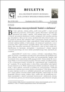 Biuletyn Koła Miłośników Dziejów Grudziądza 2020, Rok XVIII nr 54 (668) : Koszmarna rzeczywistość baśni o sielance ; (H)Olendrzy i Olendrzy Mennonici ; Jesienna lustracja Starówki ; Miejskie mury niegdyś broniły, dziś nobilitują