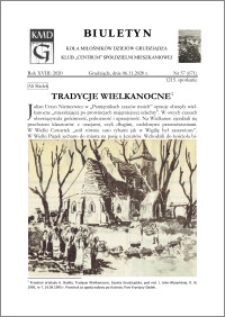 Biuletyn Koła Miłośników Dziejów Grudziądza 2020, Rok XVIII, nr 57 (671) : Tradycje wielkanocne ; Konie i jeźdźcy –nieco wspomnień i historii ; Nietuzinkowy patriota ; Abisynia