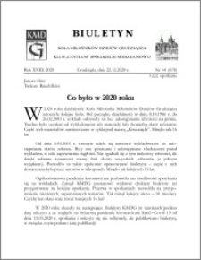 Biuletyn Koła Miłośników Dziejów Grudziądza 2020, Rok XVIII nr 64 (678) : Co było w 2020 roku