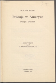 Polonja w Ameryce : dzieje i dorobek