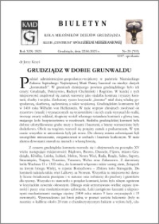 Biuletyn Koła Miłośników Dziejów Grudziądza 2021, Rok XIX nr 25 (703) : Grudziądz w dobie Grunwaldu
