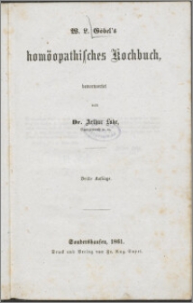 W. L. Göbel's homöopathisches Kochbuch