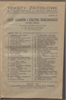 Czasy legjonów i Księstwa Warszawskiego : (1796-1815)