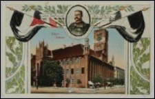 Toruń - Ratusz Staromiejski, z portretem niem. feldmarszałka Paula Hindenburga - Thorn Rathaus