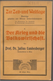 Der Krieg und die Volkswirtschaft
