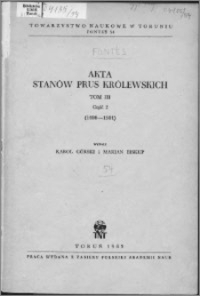 Akta Stanów Prus Królewskich. T. 3, cz. 2, (1498-1501)