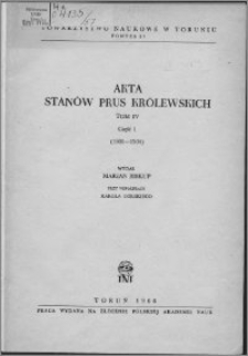 Akta Stanów Prus Królewskich. T. 4, cz. 1, (1501-1504)
