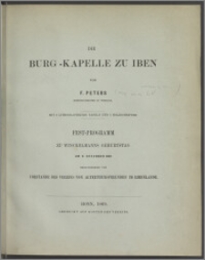Die Burg-Kapelle zu Iben : Fest-Programm zu Winckelmann's Geburtstage am 9. December 1869