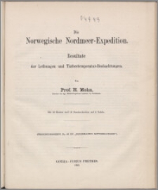 Die Norwegische Nordmeer-Expedition : Resultate der Lothungen und Tiefseetemperatur-Beobachtungen
