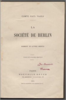 La société de Berlin : augmenté de lettres inédites