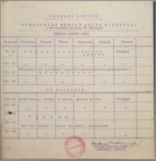 [Rozkład lekcyj Pomorskiej Szkoły Sztuk Pięknych w Grudziądzu - semestr zimowy 1930].