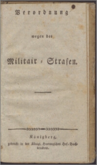 Verordnung wegen Militair-Strasen