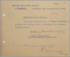 [Zaświadczenie dla Marii Pokrzywnickiej... z dnia 23 października 1928 r.].
