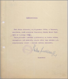 [Zaświadczenie dla Marii Alberskiej... z dnia 24 stycznia 1927 r.]