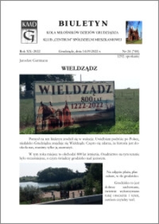 Biuletyn Koła Miłośników Dziejów Grudziądza 2022, Rok XX nr 24 (748) : Wieldządz