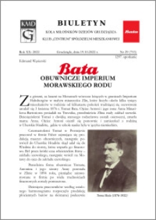Biuletyn Koła Miłośników Dziejów Grudziądza 2022, Rok XX nr 29 (753) : Bata : obuwnicze imperium morawskiego rodu