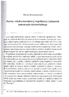 Formy międzynarodowej współpracy jednostek samorządu terytorialnego