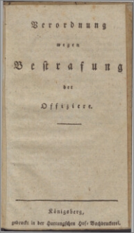Verordnung wegen Bestrafung der Offiziere