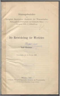 Die Entwickelung der Wertlehre