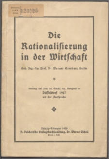 Die Rationalisierung in der Wirtschaft