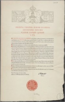Universitas Studiorum Vilnensis Bathoreana Universitatibus Studiorum Acaddemiis Athenaeis Gymnasiis S[ub] P[raesidio] D[ivino] [podpis] C. Falkowski Rector.