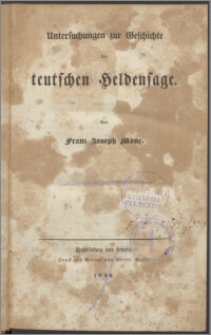 Untersuchungen zur Geschichte der teutschen Heldensage
