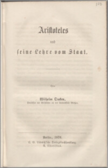 Aristoteles und seine Lehre vom Staat