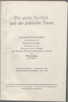 Der grosse Kurfürst und der polnische Thron