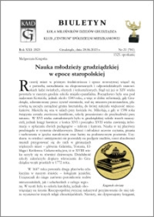 Biuletyn Koła Miłośników Dziejów Grudziądza 2023, Rok XXI nr 21 : Nauka młodzieży grudziądzkiej w epoce staropolskiej