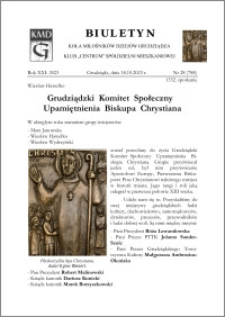 Biuletyn Koła Miłośników Dziejów Grudziądza 2023, Rok XXI nr 28 : Grudziądzki Komitet Społeczny Upamiętnienia Biskupa Chrystiana