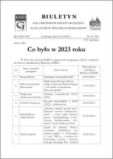 Biuletyn Koła Miłośników Dziejów Grudziądza 2023, Rok XXI nr 35 : Co było w 2023 roku