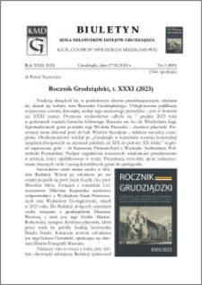 Biuletyn Koła Miłośników Dziejów Grudziądza 2024, Rok XXII nr 5 (800) : Rocznik Grudziądzki, t. XXXI (2023)