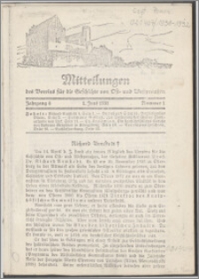 Mitteilungen des Vereins für die Geschichte von Ost- und Westpreussen. Jg. 6 (1931) Nr. 1