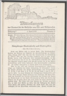 Mitteilungen des Vereins für die Geschichte von Ost- und Westpreussen. Jg. 7 (1933) Nr. 4