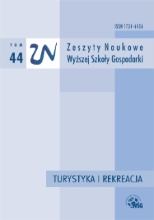 Zeszyty Naukowe Wyższej Szkoły Gospodarki w Bydgoszczy. T. 44 (2023), Turystyka i Rekreacja, Nr 18