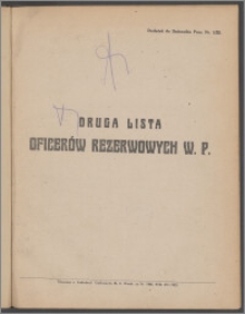 Druga lista oficerów rezerwowych Wojska Polskiego