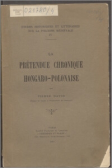 La prétendue chronique hongaro-polonaise