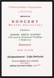 Proboszcz parafii pw. Świętego Ducha w Wilnie zaprasza na Koncert Muzyki Religijnej