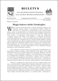 Biuletyn Koła Miłośników Dziejów Grudziądza 2024, Rok XXII nr 22 (817) : Magia ludowa okolic Grudziądza