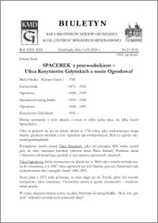 Biuletyn Koła Miłośników Dziejów Grudziądza 2024, Rok XXII nr 23 (818) : Spacerek z przewodnikiem – Ulica Kosynierów Gdyńskich a może Ogrodowa?