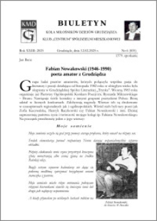 Biuletyn Koła Miłośników Dziejów Grudziądza 2025, Rok XXIII nr 6 (835) : Fabian Nowakowski (1946-1990 ) poeta amator z Grudziądza