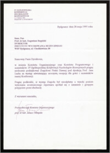 Podziękowanie dla Zespołu Pieśni Dawnej pod dyr. prof. Jana Lacha od Komitetu Organizacyjnego,i Programowego oraz uczestników IV Ogólnopolskiej Konferencji Psychologów Rozwojowych za występ uświetniający Konferencję