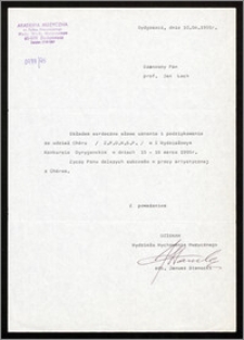 Podziękowanie za udział Chóru Z.P.D.W.S.P. w I Wydziałowym Konkursie Dyrygenckim w dniach 15-16 marca 1995 r.