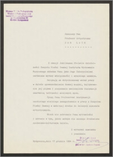 Wyrazy wdzięczności i uznania z okazji Jubileuszu 20-lecia działanosci Zespołu Pieśni Dawnej Instytutu Wychowania Muzycznego dla dyrygenta oraz ZPD od dyrektora Instytutu Wychowania Muzycznego prof. dr hab. Eugeniusza Rogalskiego