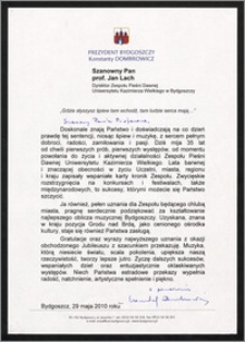 Gratulacje od Prezydenta Bydgoszczy Konstantego Dombrowicza